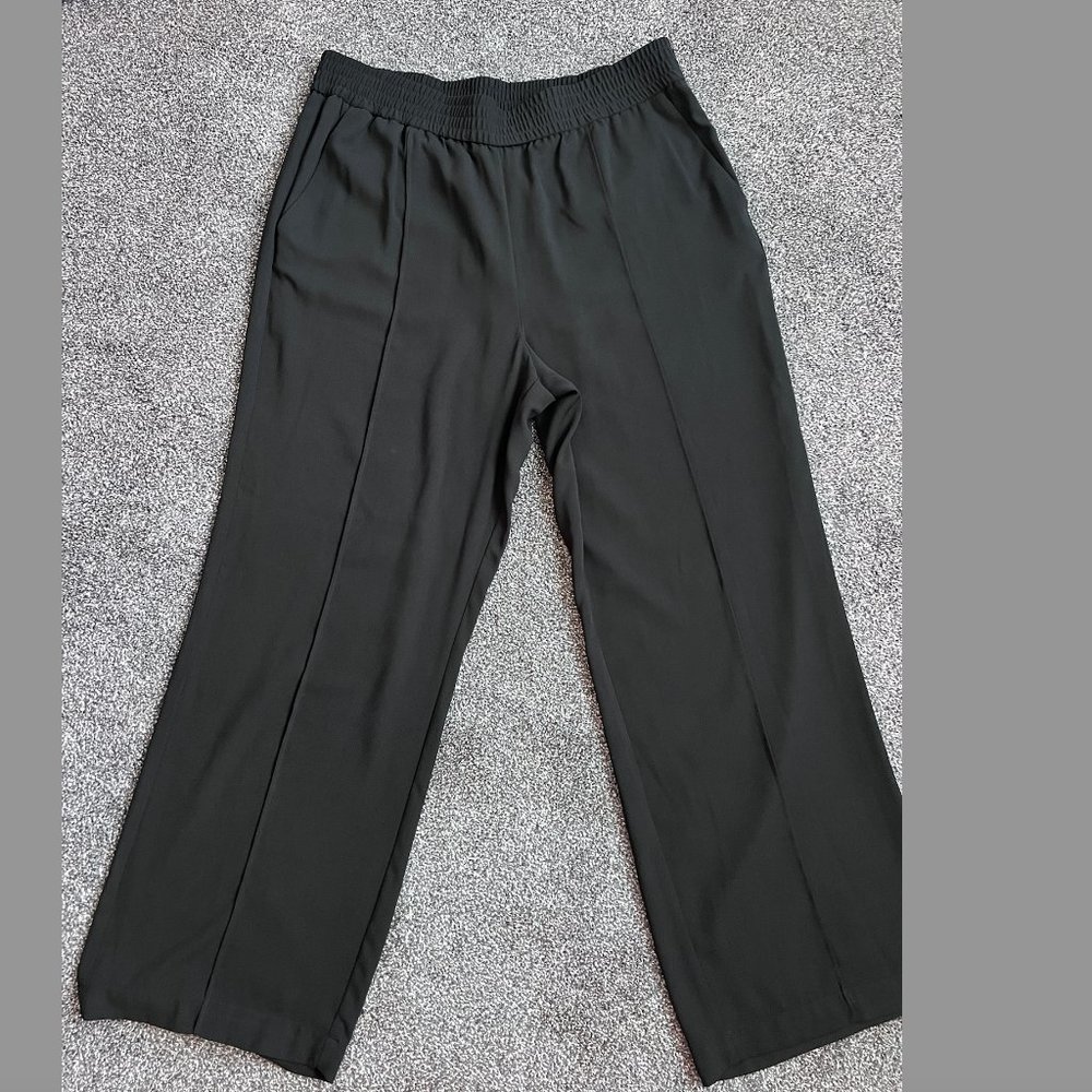 Elastic Waist, Front Crease Wide Leg Dress Pants